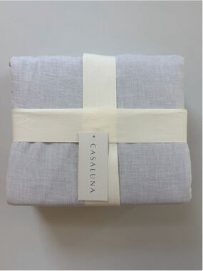 New with Damage-Casaluna Cashmere Blend Duvet Cover Set-King Light Grey